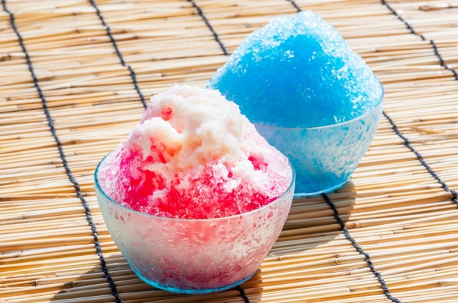 Summer tradition, strawberry-flavored shaved ice