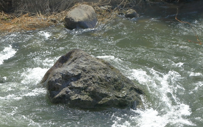 川にある大きな岩