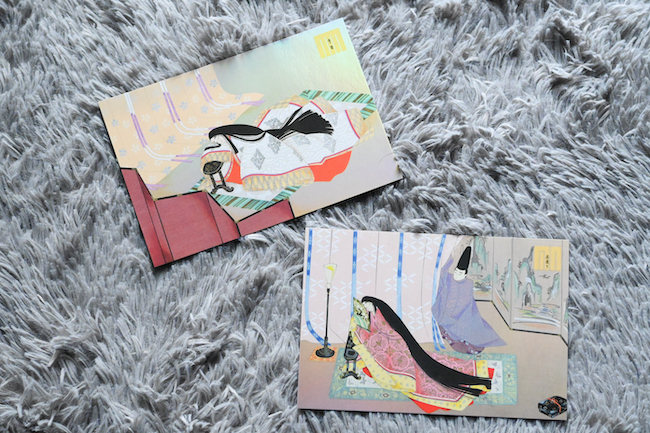 源氏物語のシーンが描かれたポストカード