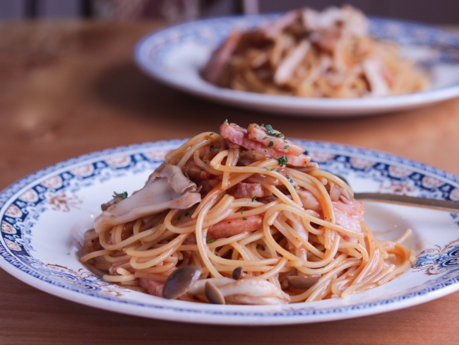 冷凍きのこのトマトパスタ