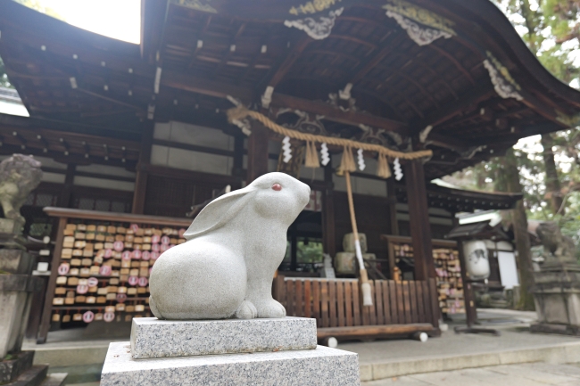 岡崎本殿近くの狛うさぎ