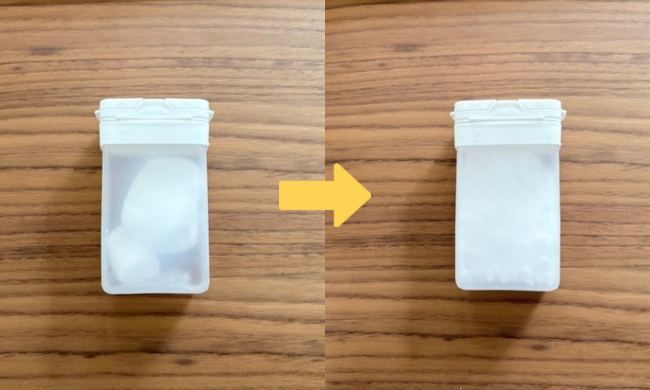もんでほぐせる調味料ボトルの使用前後