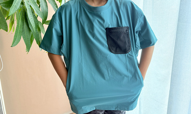 耐久撥水水陸両用半袖Tシャツキッズを着る子ども