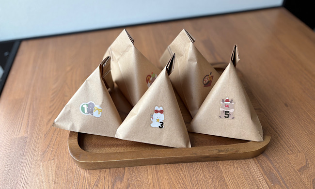 封筒で作ったテトラ型パック