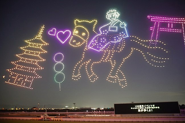 京都競馬場センテニアルナイトドローンショーの京都のイメージ演出
