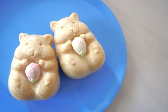 並んだ手づくりハムスターモナカ春限定